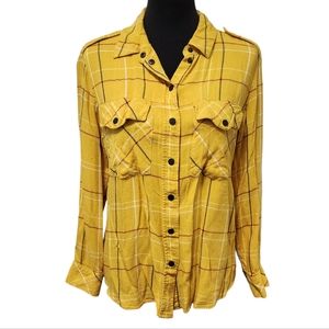 Sanctuary Mustard Yellow Rayon Boyfriend Flannel